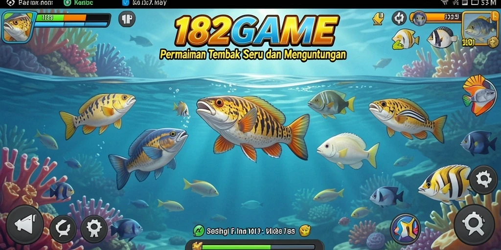 Tampilan gameplay 182GAME dengan aksi tembak ikan yang seru.