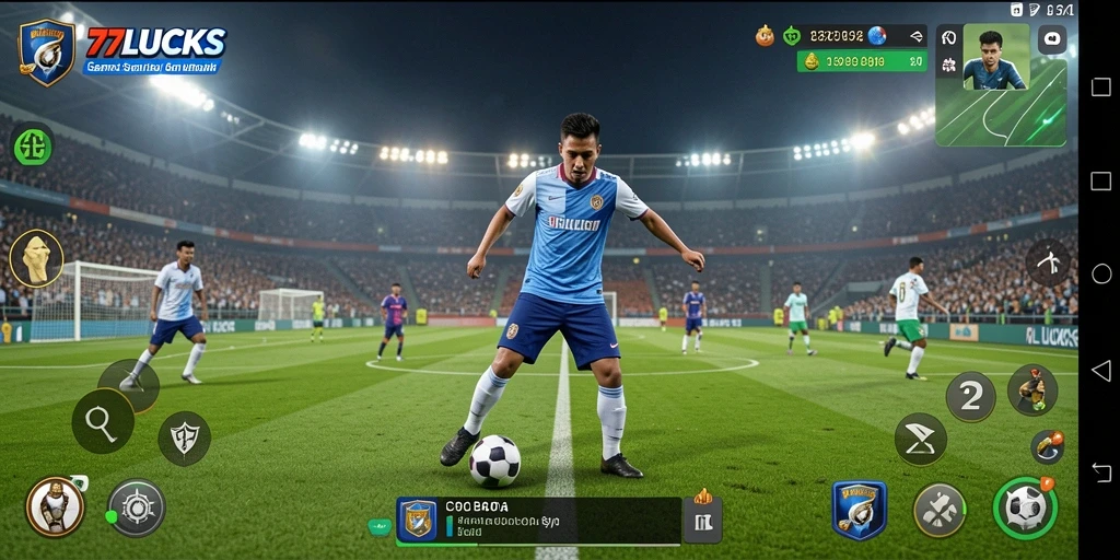 Gameplay seru di 77LUCKS dengan aksi sepak bola nyata.