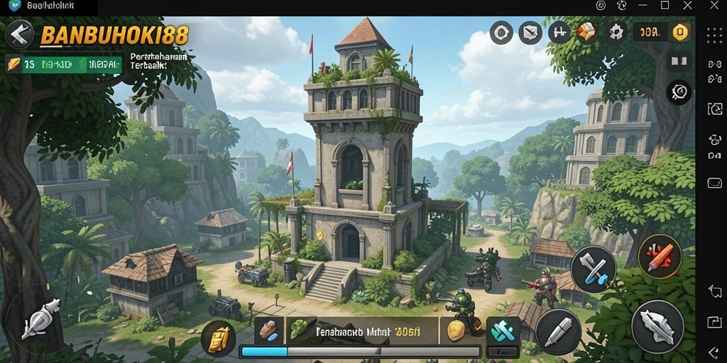Gameplay mendebarkan dari BANBUHOKI88 dalam aksi Tower Defense.