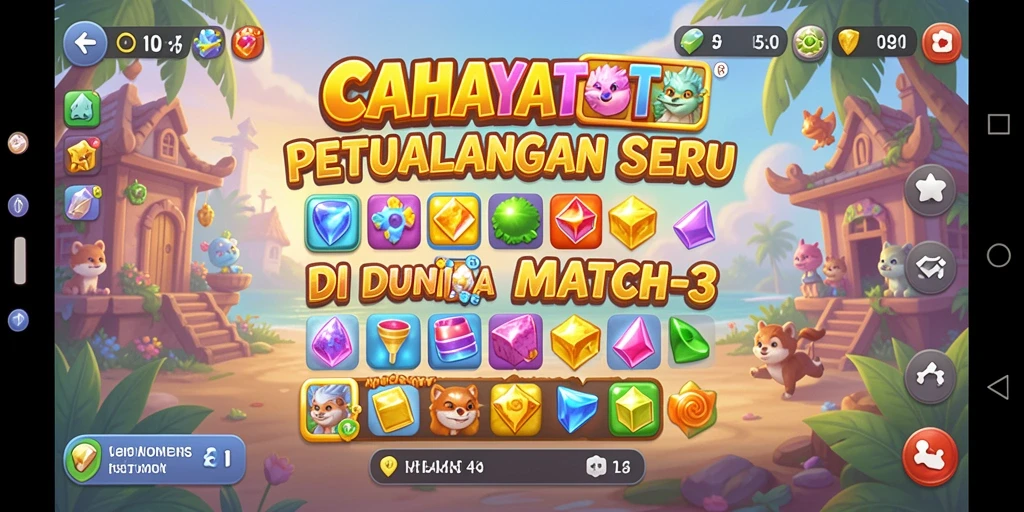 Screenshot gameplay CAHAYATOTO dengan tampilan Match-3 yang menarik.