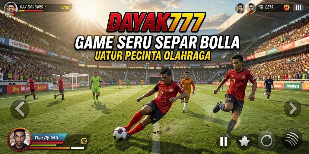 Screenshot utama DAYAK777 menunjukkan aksi seru di lapangan hijau.