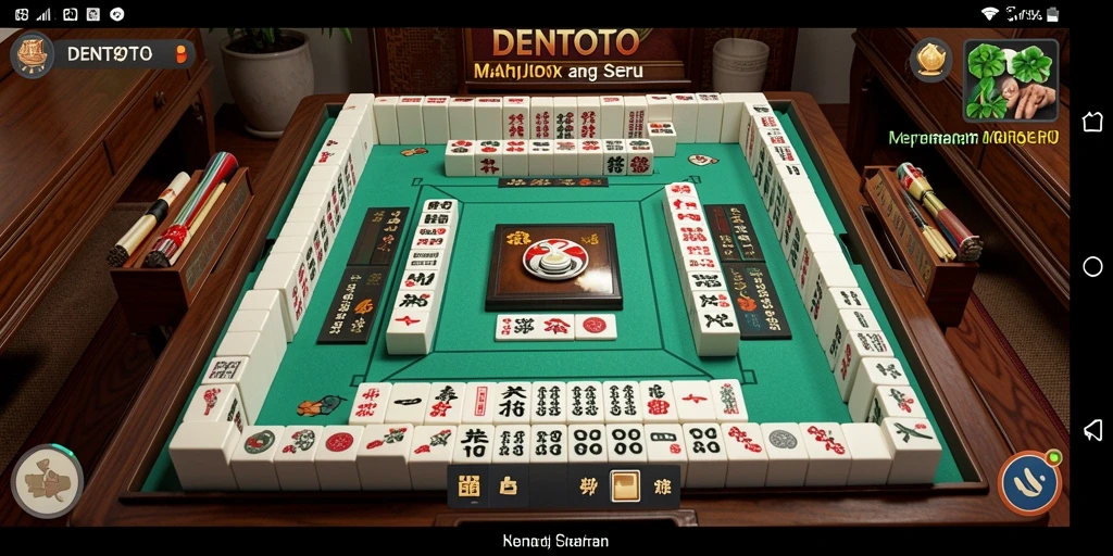 Tampilan gameplay DENTOTO yang memukau dengan aksi Mahjong yang seru.