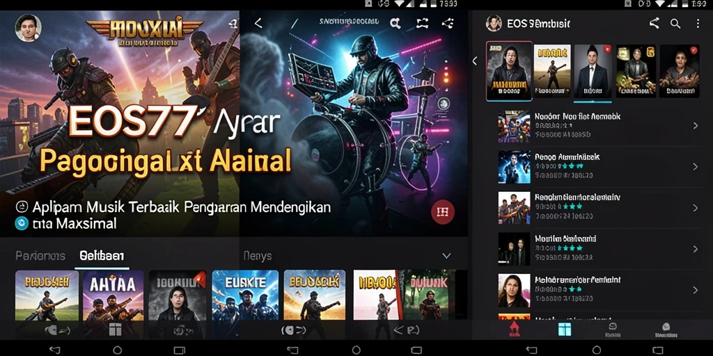 Tampilan gameplay EOS77 menampilkan interaksi mendengarkan musik yang seru.