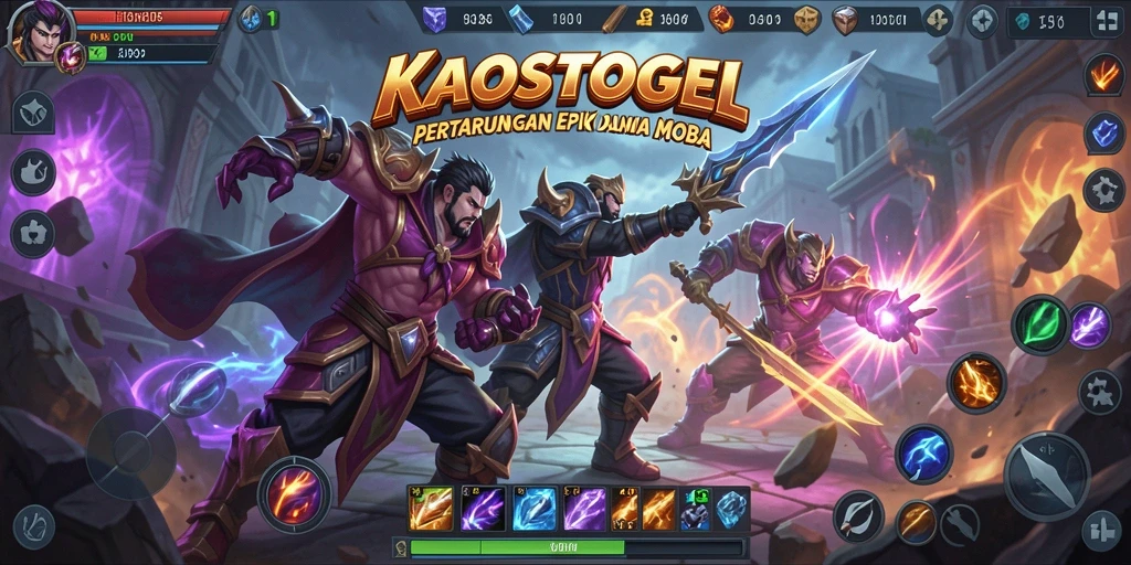 Tampak seru pertarungan tim di KAOSTOGEL dengan strategi MOBA.