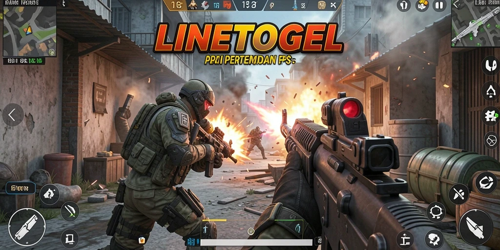 Tampilan menegangkan gameplay LINETOGEL dalam aksi FPS.