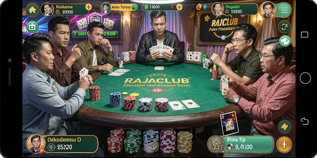 Tampilkan gameplay seru dalam aplikasi Poker RAJACLUB.