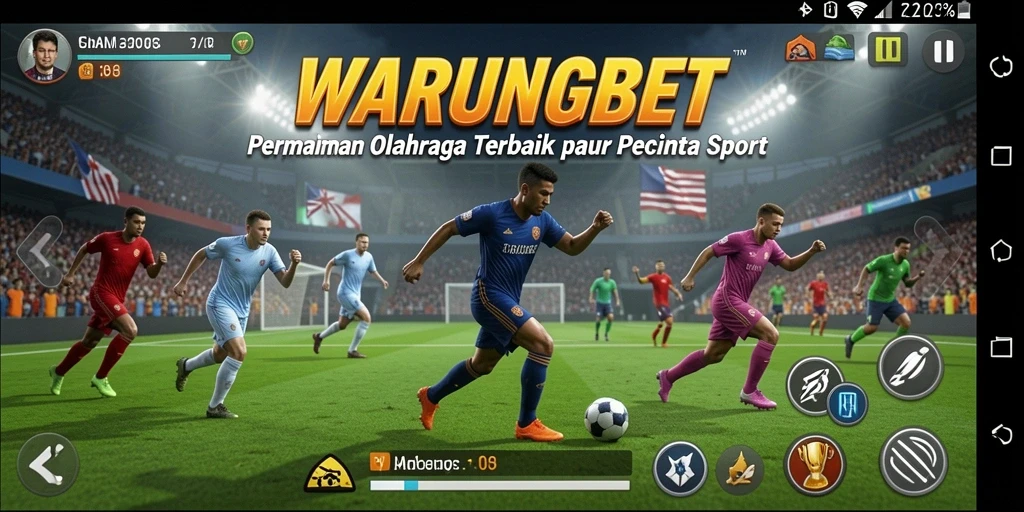 Screenshot utama WARUNGBET menampilkan aksi seru dalam permainan olahraga.